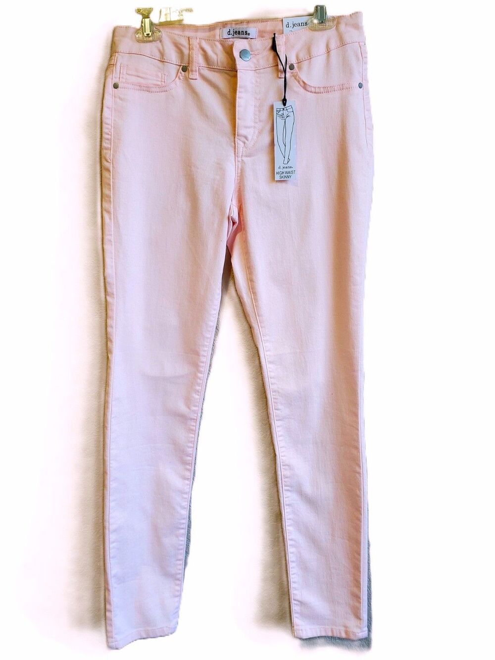 D. Jeans High Rise Skinny Cottage Soft Pastel Pink Summer Light Weight Stretch 6